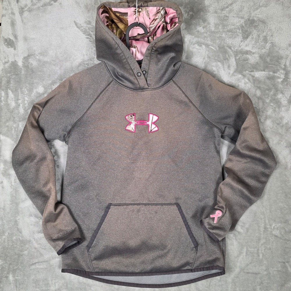 Under Armour Realtree Hoodie Womens S Pink Ribbon Camo Pre-Owned‎
